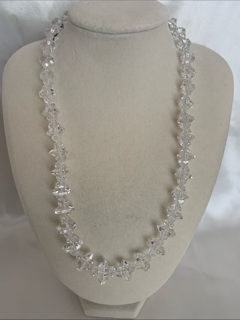 Vintage Crystal Bead Necklace - Clear Sparkle